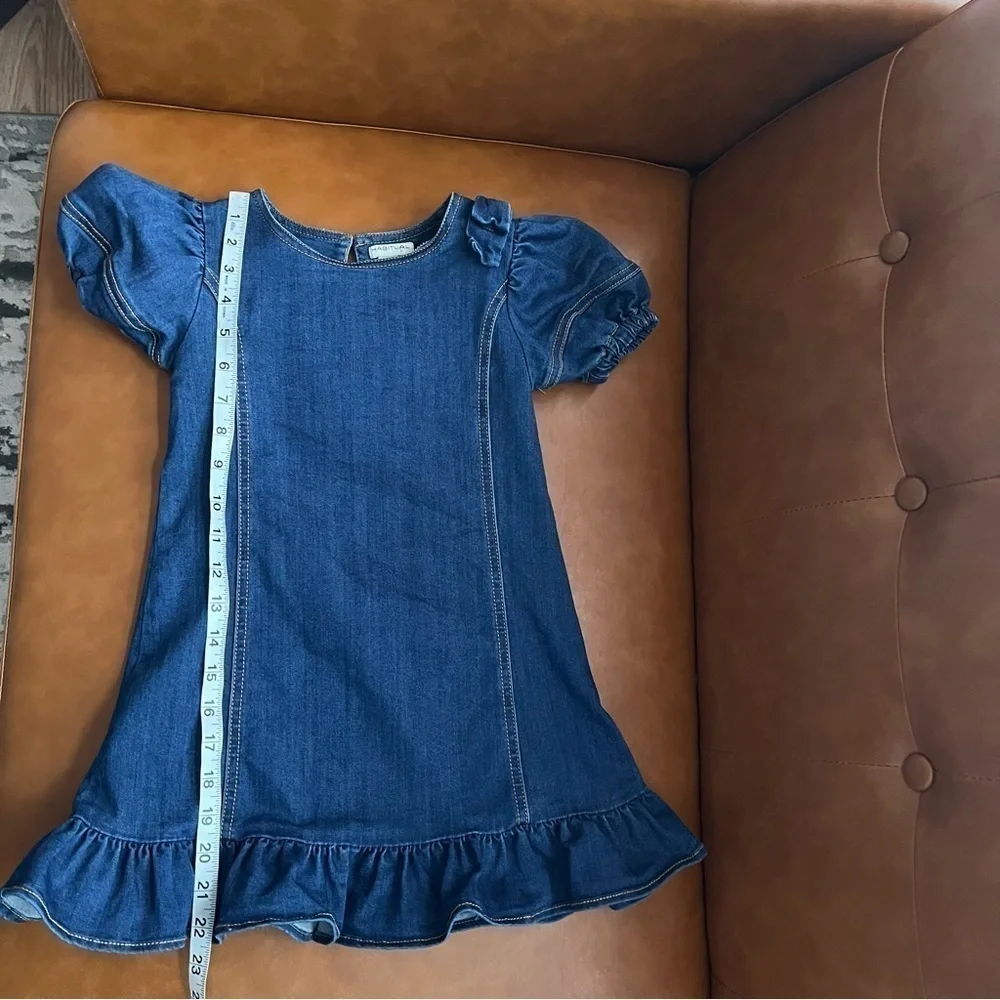 Habitual Kids Little Kid Girls 5/6 Flounce Denim Dress Dark Wash Bow Accent